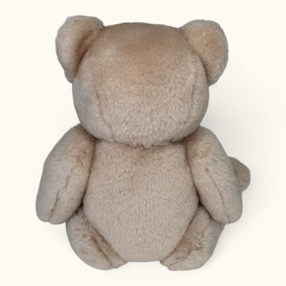 Beige teddy bear on a white background