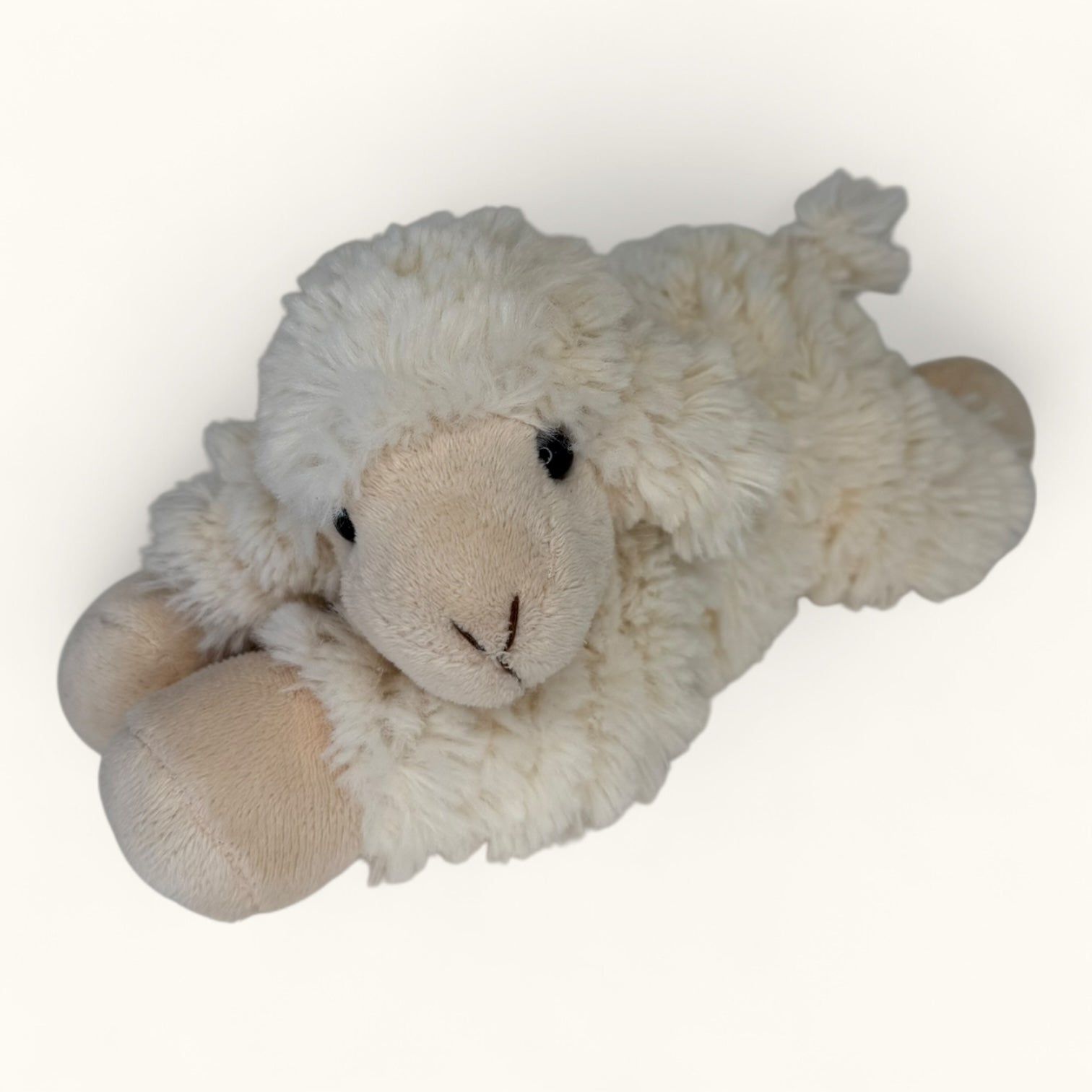 Plush toy sheep on a white background