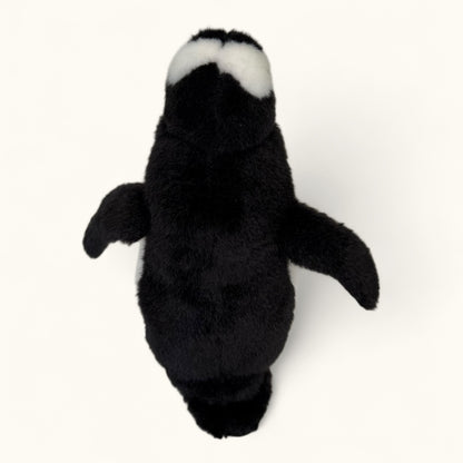Plush toy penguin black and white animal on a white background