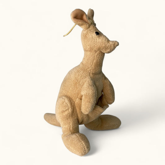 Plush kangaroo toy on a white background