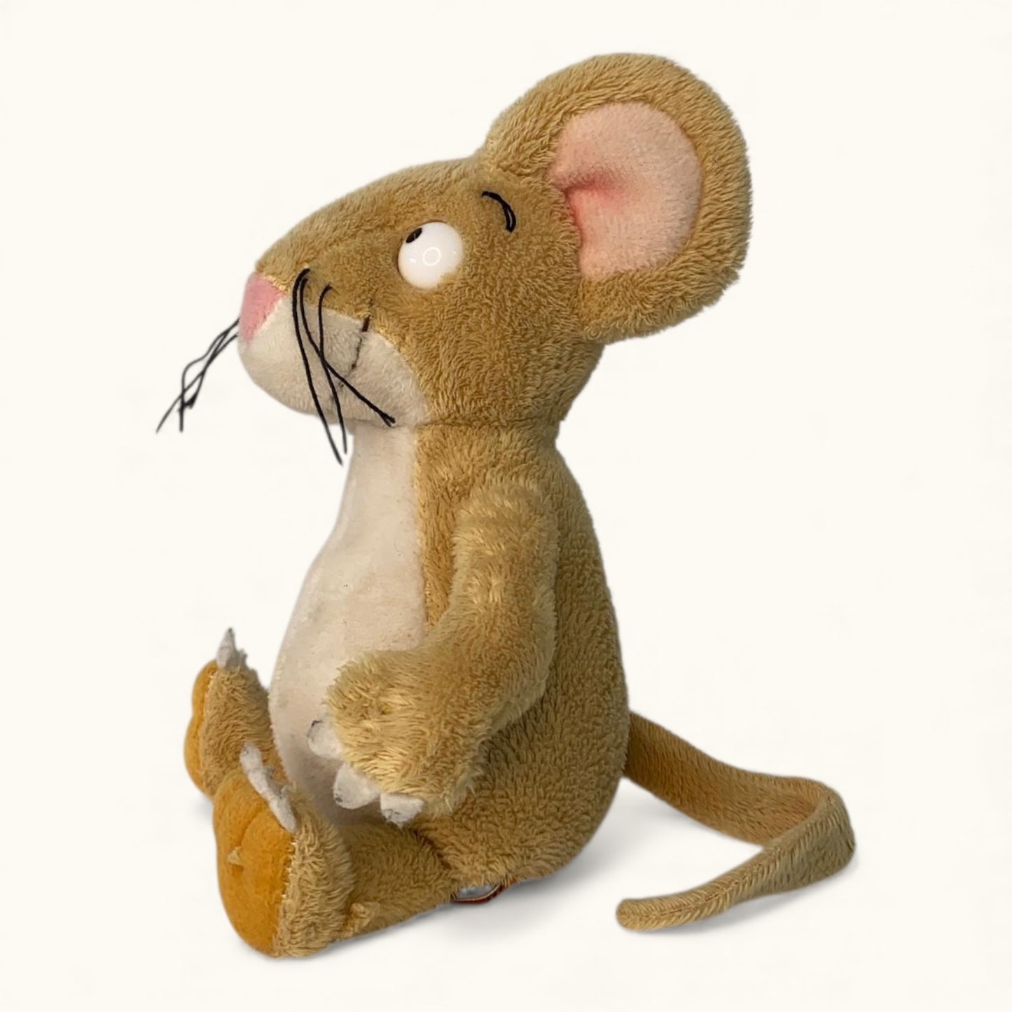 Plush toy mouse on a white background