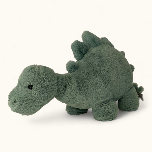 Plush dinosaur toy on a white background