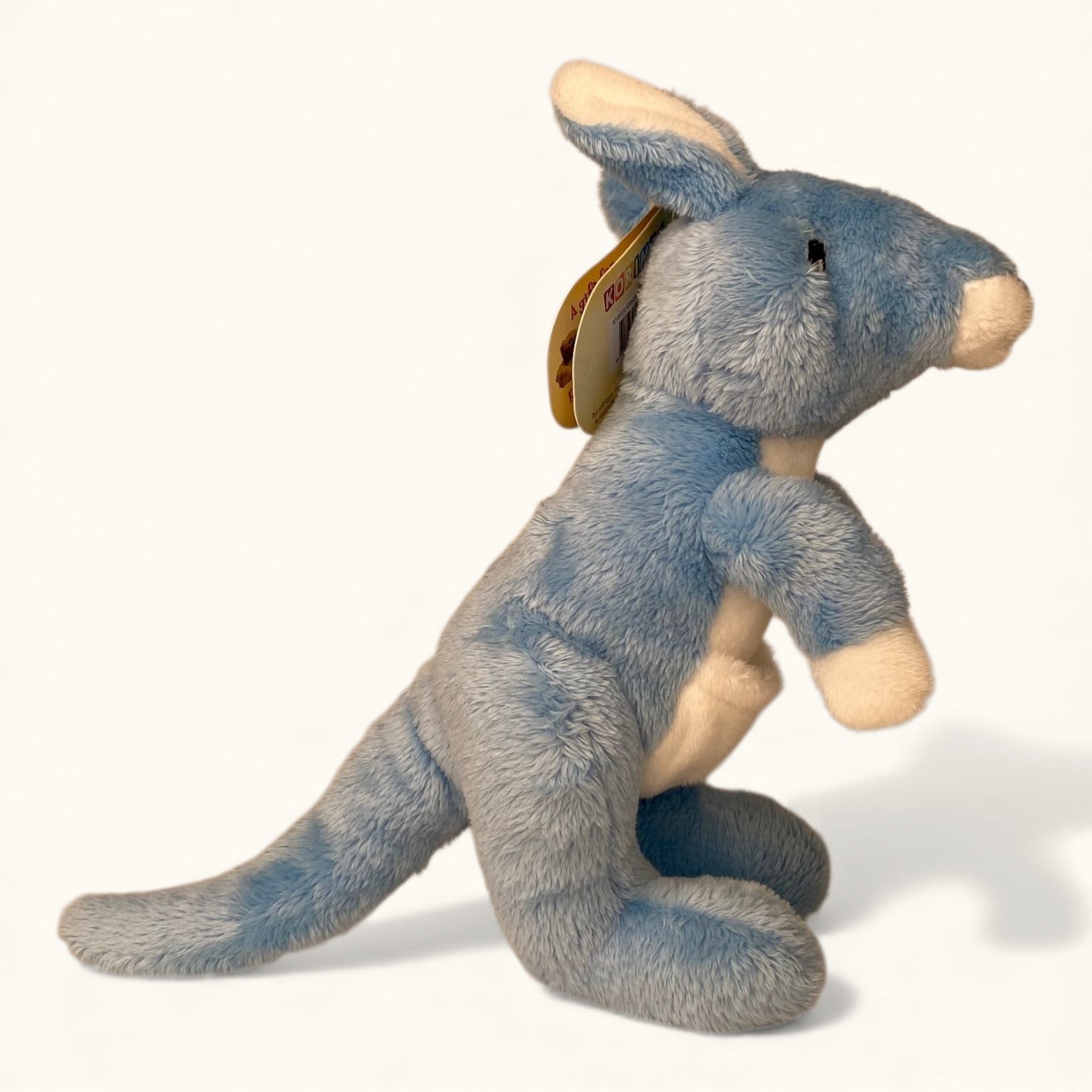 Plush toy kangaroo on a white background